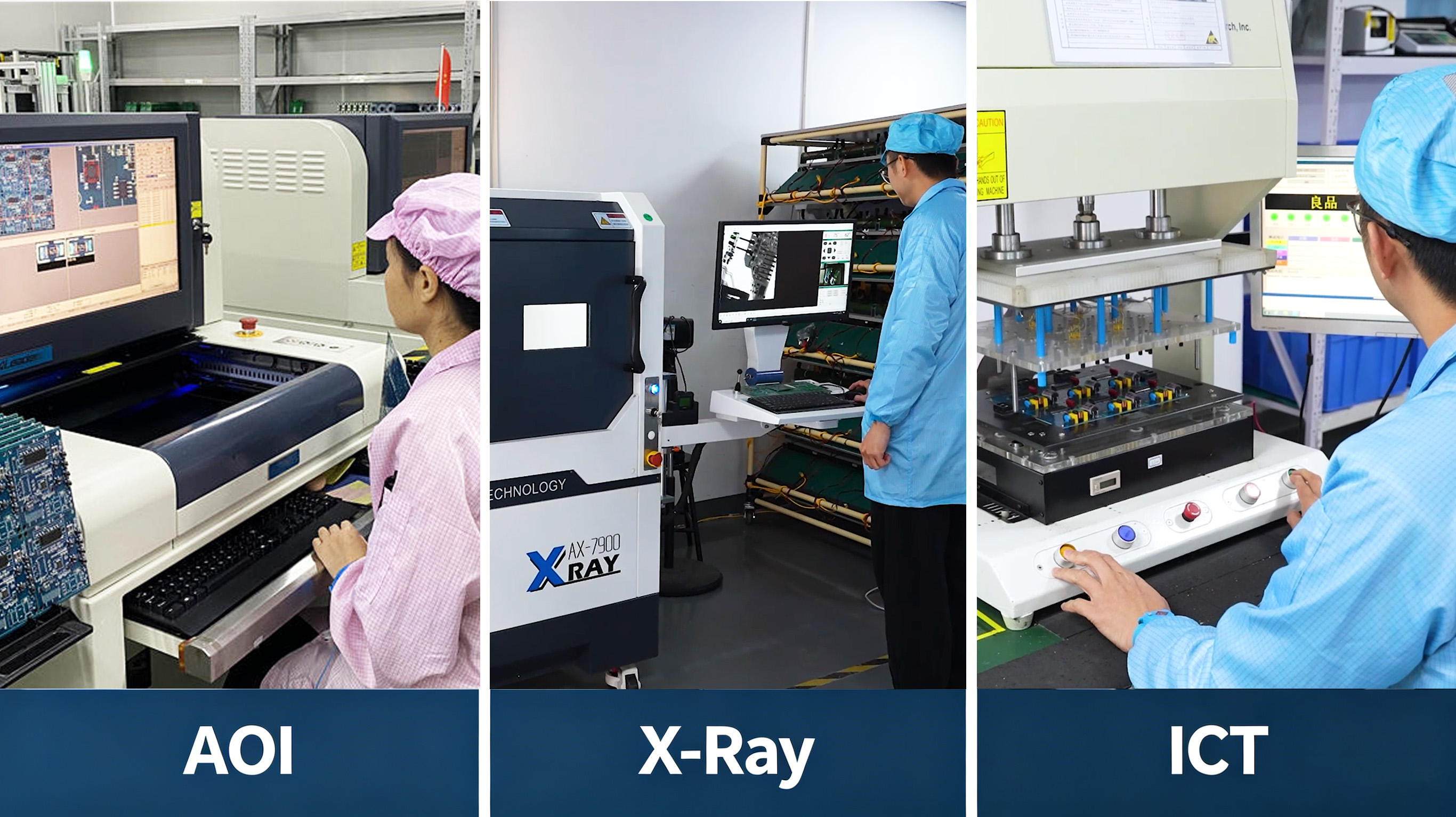 AOI X-ray ICT PCBA testing equipment comparison